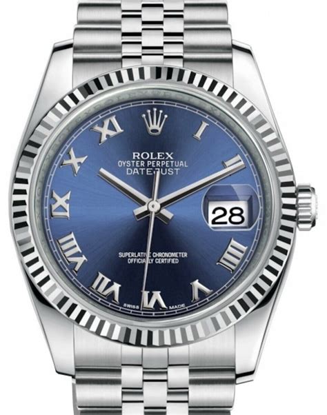 rolex datejust 36 blue dial roman numerals|Rolex 36mm Datejust with diamonds.